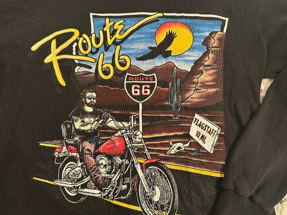 VINTAGE 90's HARLEY DAVIDSON ROUTE 66 FLAGSTAFF ARIZONA THERMAL TOP 2 SIDED